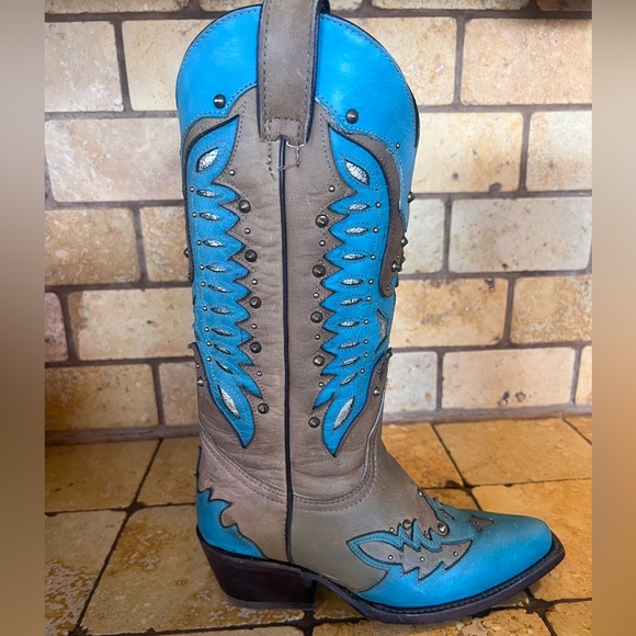 NIB Rockin Leather Cowboy Boots - Picture 2 of 14